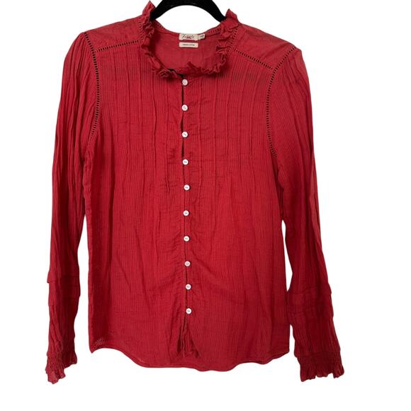 EUC FAHERTY ORGANIC COTTON BUTTON BLOUSE SZ M - Picture 1 of 5